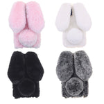 Bling Rhinestone Decor 3D Bunny Ears Soft Furry TPU Bumper Protective Skin Cover for iPhone 13 mini 5.4 inch