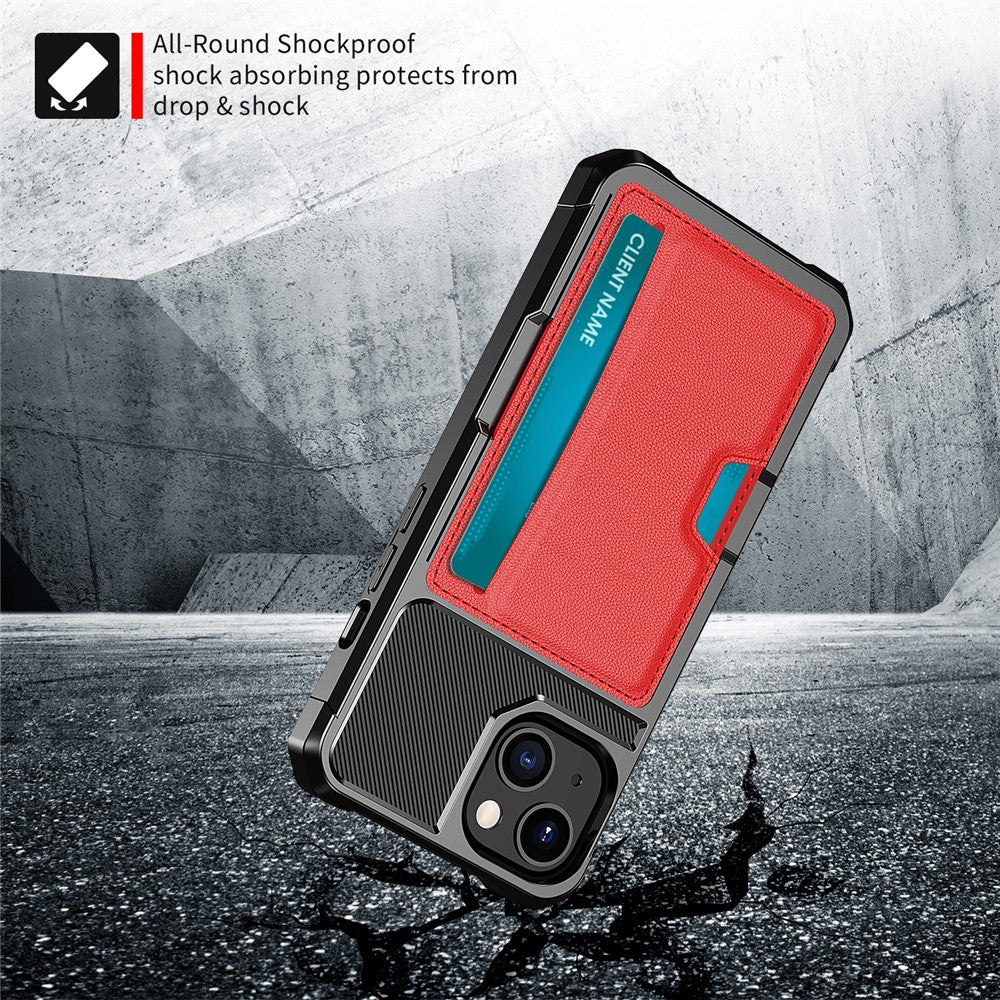 ZM02 PU-læderbelagt TPU hybridcover med kortholder til iPhone 13 mini 5,4 tommer