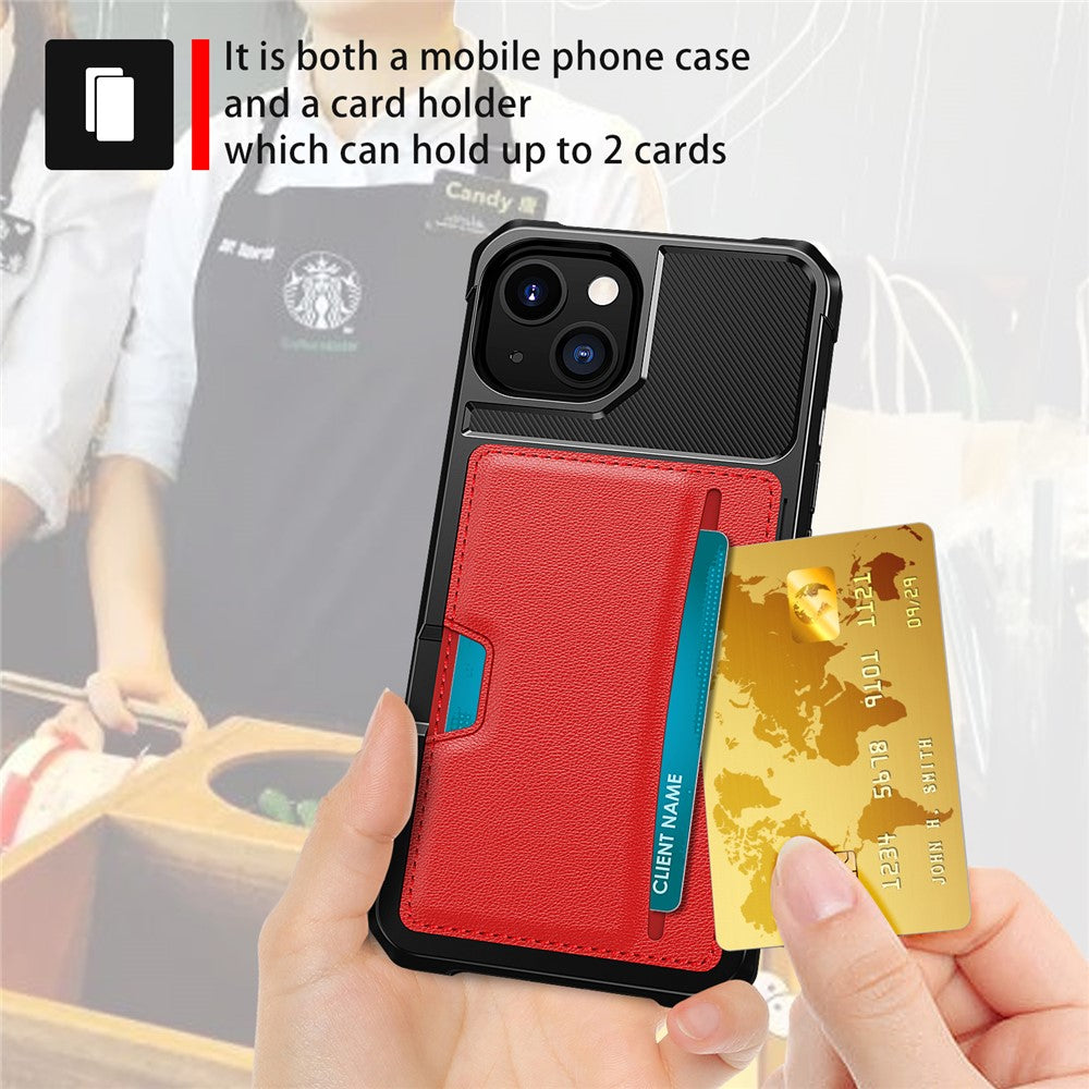 ZM02 PU Leather Coated TPU Hybrid Case Card Holder Phone Shell for iPhone 13 mini 5.4 inch