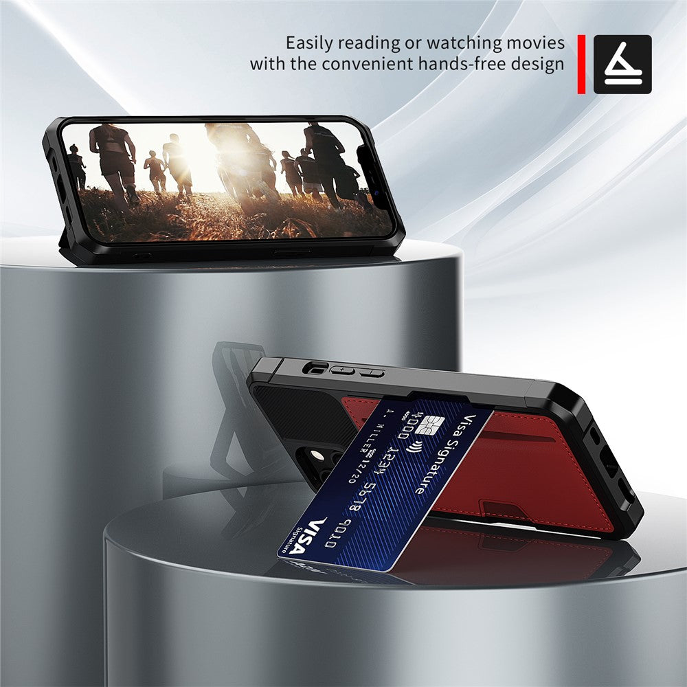 ZM02 PU Leather Coated TPU Hybrid Case Card Holder Phone Shell for iPhone 13 mini 5.4 inch