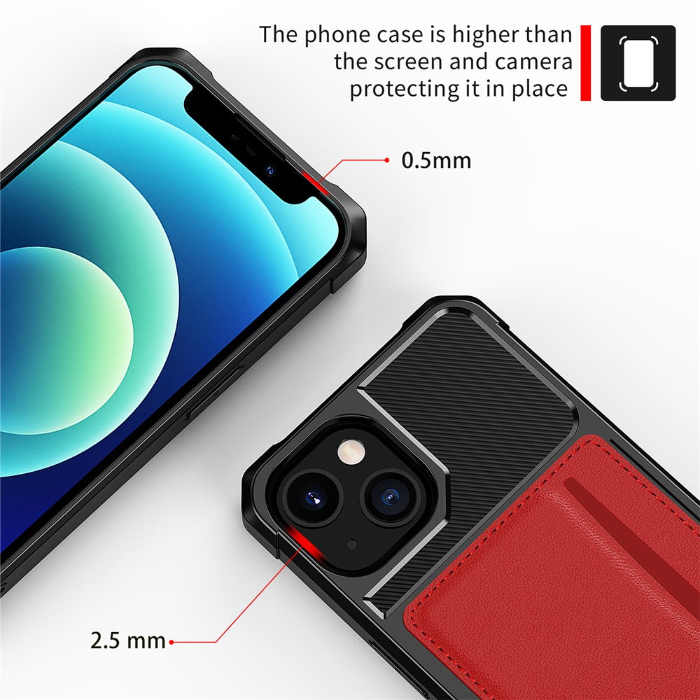 ZM02 PU Leather Coated TPU Hybrid Case Card Holder Phone Shell for iPhone 13 mini 5.4 inch