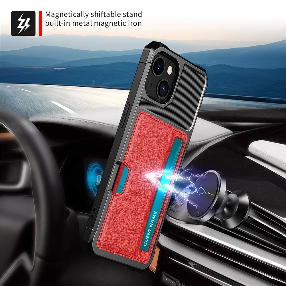 ZM02 PU Leather Coated TPU Hybrid Case Card Holder Phone Shell for iPhone 13 mini 5.4 inch