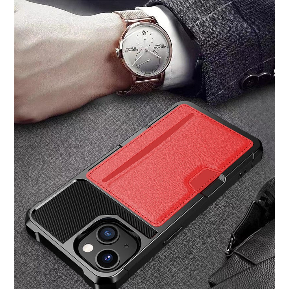 ZM02 PU Leather Coated TPU Hybrid Case Card Holder Phone Shell for iPhone 13 mini 5.4 inch