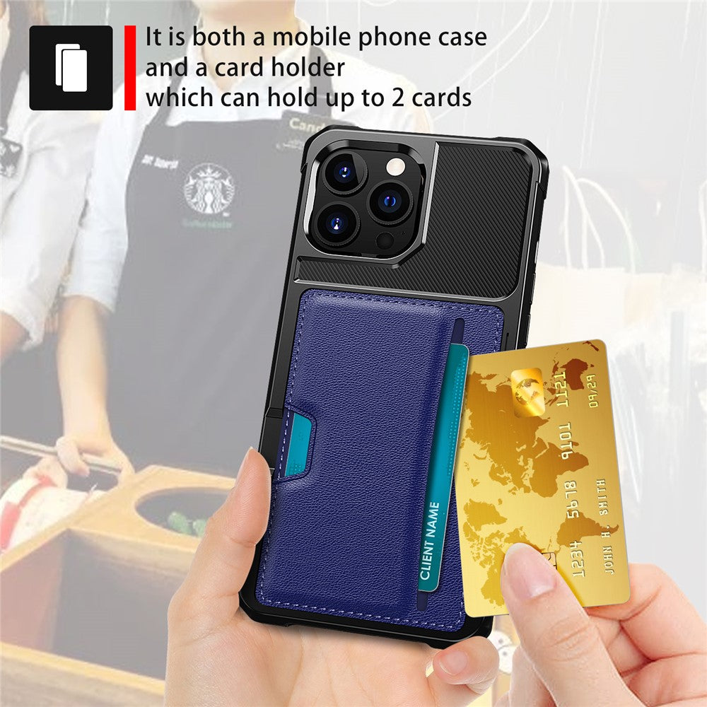 ZM02 Kortfackdesign Fallskyddande läderbelagt TPU hybridmobilskal för iPhone 13 Pro 6,1 tum