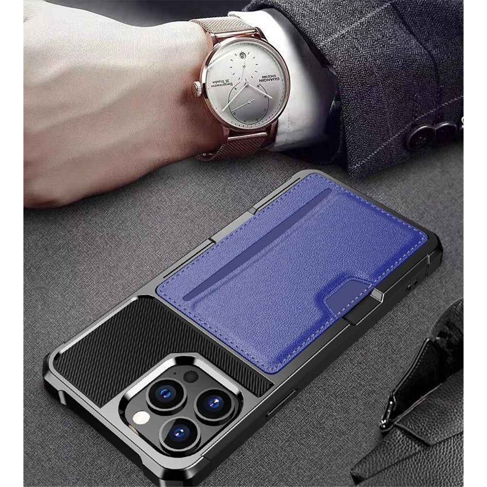 ZM02 Kortfackdesign Fallskyddande läderbelagt TPU hybridmobilskal för iPhone 13 Pro 6,1 tum