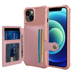 ZM03 Magnetisk Metalplade Design TPU Telefoncover med PU Læder Pung til iPhone 13 6.1 tommer