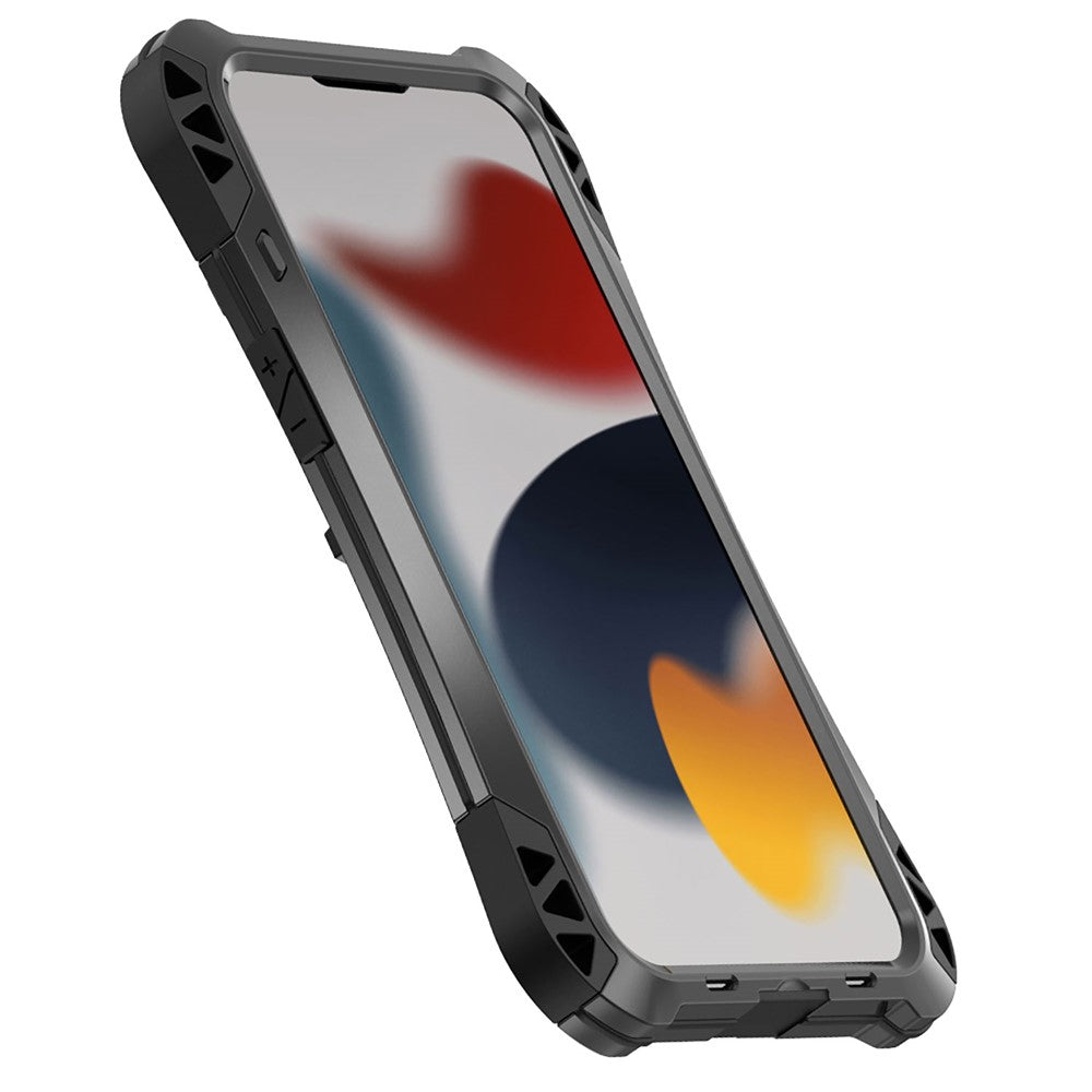 R-JUST AMIRA Stötsäkert Hybridmobilskal i Aluminiumlegering + Silikon + Härdat Glas för iPhone 13 6,1 tum
