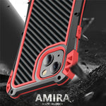 R-JUST AMIRA Four Corner Airbags Anti Fall Hybrid Case Phone Protective Cover for iPhone 13 mini 5.4 inch