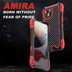 R-JUST AMIRA Four Corner Airbags Anti Fall Hybrid Case Phone Protective Cover for iPhone 13 mini 5.4 inch