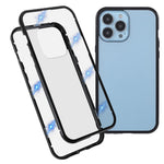 Drop-proof Double-sided Bright and Clear Tempered Glass + Magnetic Metal Frame Phone Case for iPhone 13 Pro 6.1 inch