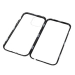 Drop-proof Double-sided Bright and Clear Tempered Glass + Magnetic Metal Frame Phone Case for iPhone 13 Pro 6.1 inch