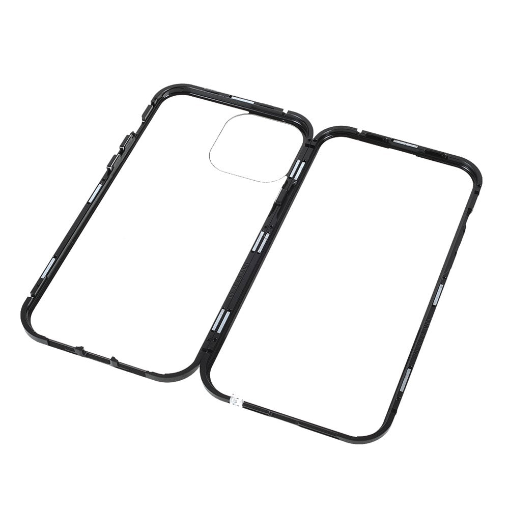 Drop-proof Double-sided Bright and Clear Tempered Glass + Magnetic Metal Frame Phone Case for iPhone 13 Pro 6.1 inch