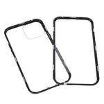 Drop-proof Double-sided Bright and Clear Tempered Glass + Magnetic Metal Frame Phone Case for iPhone 13 Pro 6.1 inch