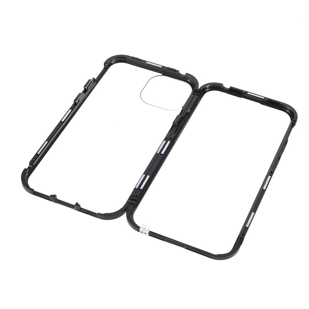 Dobbeltsidet Meget Gennemsigtigt Hærdet Glas + Aftageligt 2-i-1 Magnetisk Metalramme Telefoncover til iPhone 13 mini 5.4 tommer