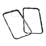 Dobbeltsidet Meget Gennemsigtigt Hærdet Glas + Aftageligt 2-i-1 Magnetisk Metalramme Telefoncover til iPhone 13 mini 5.4 tommer