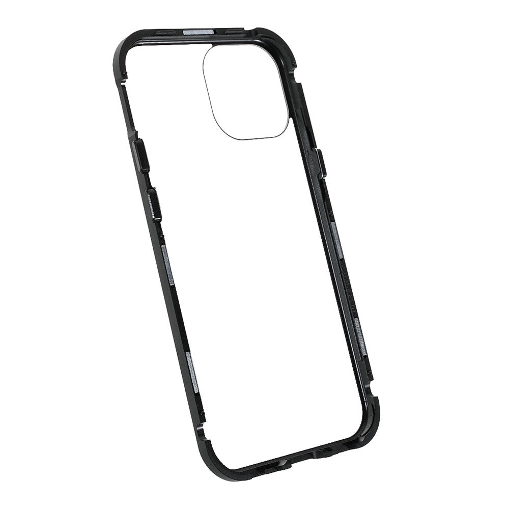 Dobbeltsidet Meget Gennemsigtigt Hærdet Glas + Aftageligt 2-i-1 Magnetisk Metalramme Telefoncover til iPhone 13 mini 5.4 tommer
