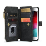 For iPhone SE (2022) / SE (2020) / 8 / 7 / 6 Phone Cases with Strap CASEME C30 Zipper Multiple Card Holder PU Leather Cover