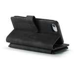 For iPhone SE (2022) / SE (2020) / 8 / 7 / 6 Phone Cases with Strap CASEME C30 Zipper Multiple Card Holder PU Leather Cover