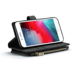 For iPhone SE (2022) / SE (2020) / 8 / 7 / 6 Phone Cases with Strap CASEME C30 Zipper Multiple Card Holder PU Leather Cover