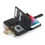 For iPhone SE (2022) / SE (2020) / 8 / 7 / 6 Phone Cases with Strap CASEME C30 Zipper Multiple Card Holder PU Leather Cover
