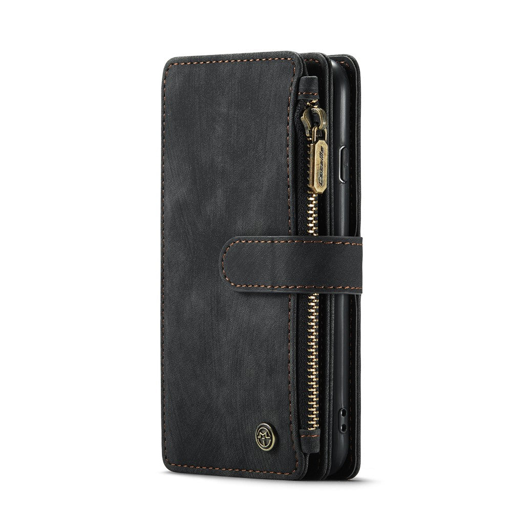 For iPhone SE (2022) / SE (2020) / 8 / 7 / 6 Phone Cases with Strap CASEME C30 Zipper Multiple Card Holder PU Leather Cover