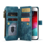 For iPhone SE (2022) / SE (2020) / 8 / 7 / 6 Phone Cases with Strap CASEME C30 Zipper Multiple Card Holder PU Leather Cover