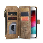 For iPhone SE (2022) / SE (2020) / 8 / 7 / 6 Phone Cases with Strap CASEME C30 Zipper Multiple Card Holder PU Leather Cover