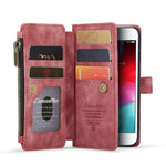 For iPhone SE (2022) / SE (2020) / 8 / 7 / 6 Phone Cases with Strap CASEME C30 Zipper Multiple Card Holder PU Leather Cover