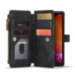 For iPhone 12 mini Phone Cases with Strap CASEME C30 Zipper Multiple Card Holder PU Leather Cover