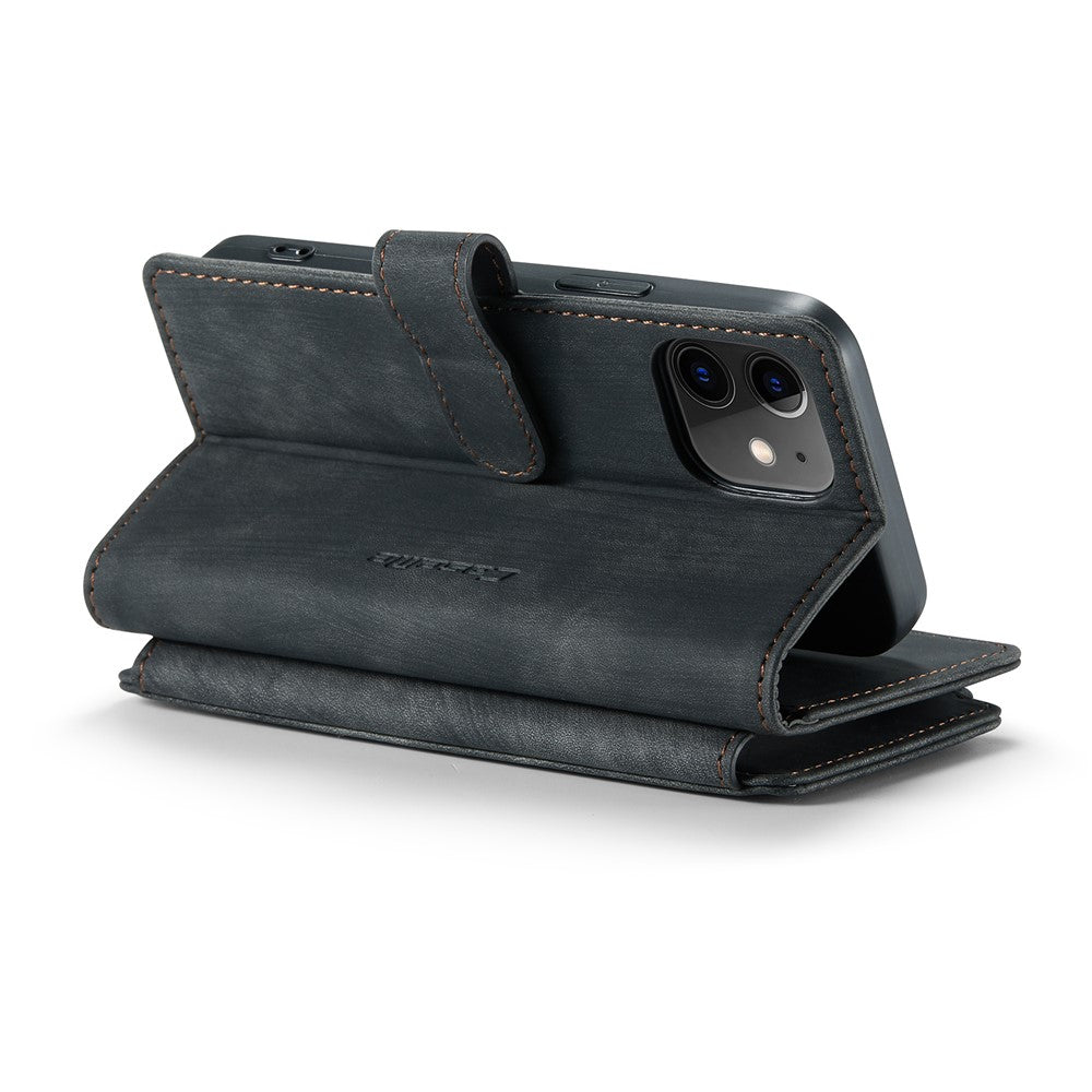 For iPhone 12 mini Phone Cases with Strap CASEME C30 Zipper Multiple Card Holder PU Leather Cover