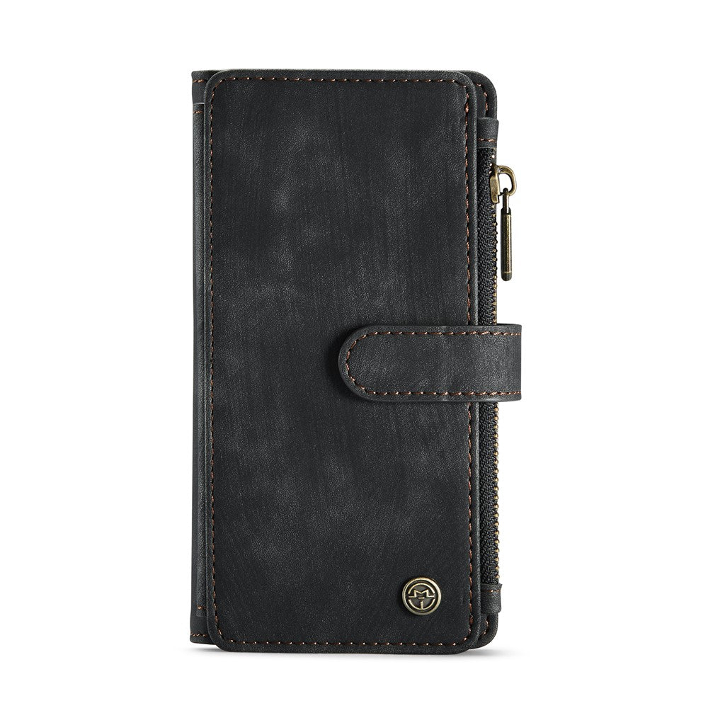 For iPhone 12 mini Phone Cases with Strap CASEME C30 Zipper Multiple Card Holder PU Leather Cover