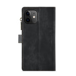 For iPhone 12 mini Phone Cases with Strap CASEME C30 Zipper Multiple Card Holder PU Leather Cover
