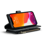 For iPhone 12 mini Phone Cases with Strap CASEME C30 Zipper Multiple Card Holder PU Leather Cover