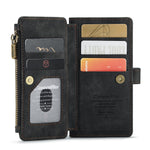 For iPhone 12 mini Phone Cases with Strap CASEME C30 Zipper Multiple Card Holder PU Leather Cover