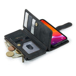 For iPhone 12 mini Phone Cases with Strap CASEME C30 Zipper Multiple Card Holder PU Leather Cover