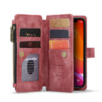 For iPhone 12 mini Phone Cases with Strap CASEME C30 Zipper Multiple Card Holder PU Leather Cover
