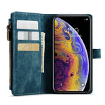 Til iPhone XS Max telefoncovers med rem CASEME C30 lynlås pung med flere kortrum i PU-læder