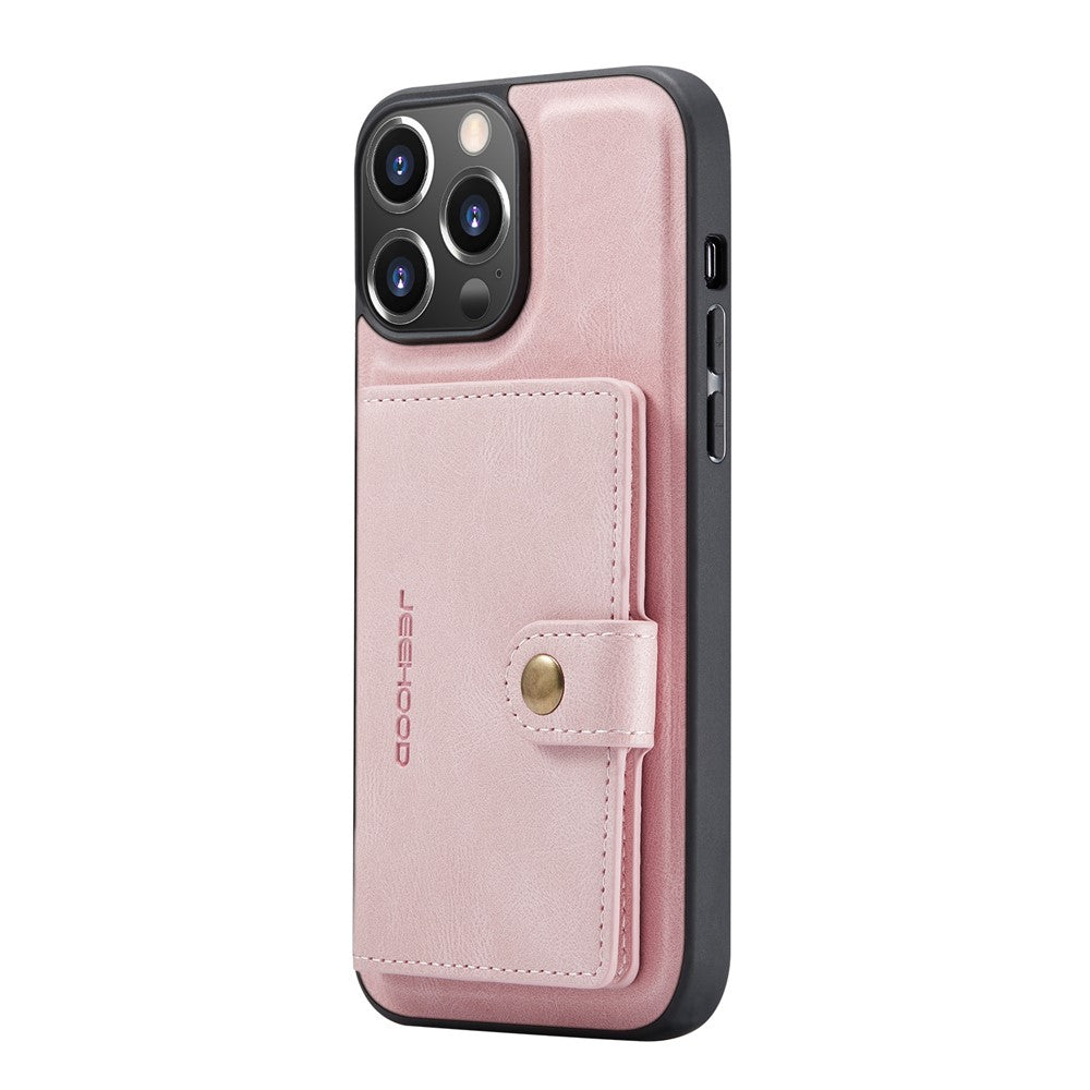 JEEHOOD Aftageligt 2-i-1 Telefoncover Standerpung Magnetisk Design Læderbelagt TPU Telefoncover til iPhone 13 6.1 tommer
