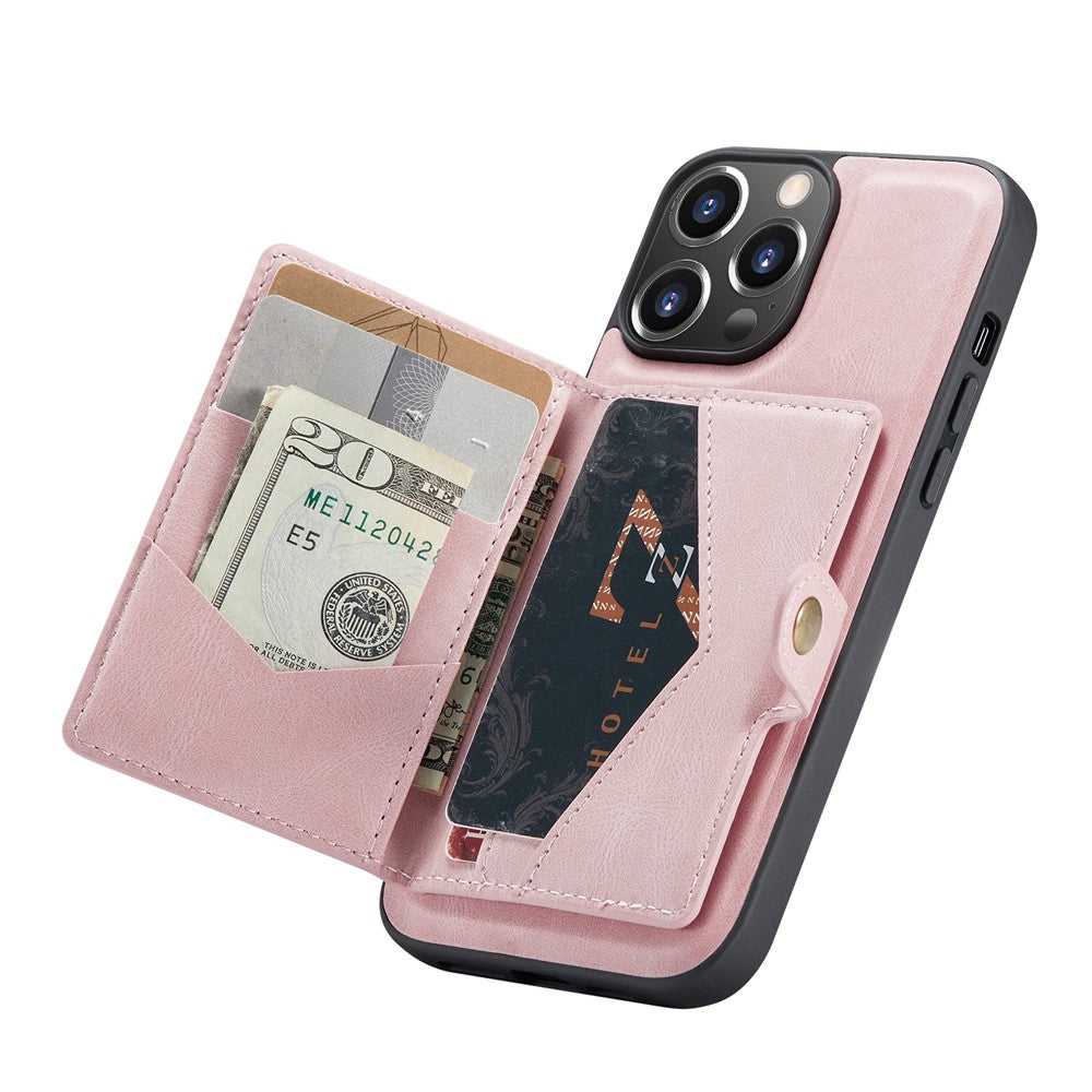 JEEHOOD Aftageligt 2-i-1 Telefoncover Standerpung Magnetisk Design Læderbelagt TPU Telefoncover til iPhone 13 6.1 tommer