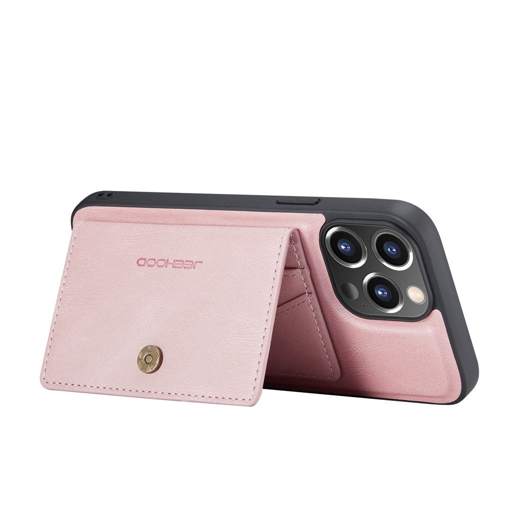 JEEHOOD Aftageligt 2-i-1 Telefoncover Standerpung Magnetisk Design Læderbelagt TPU Telefoncover til iPhone 13 6.1 tommer