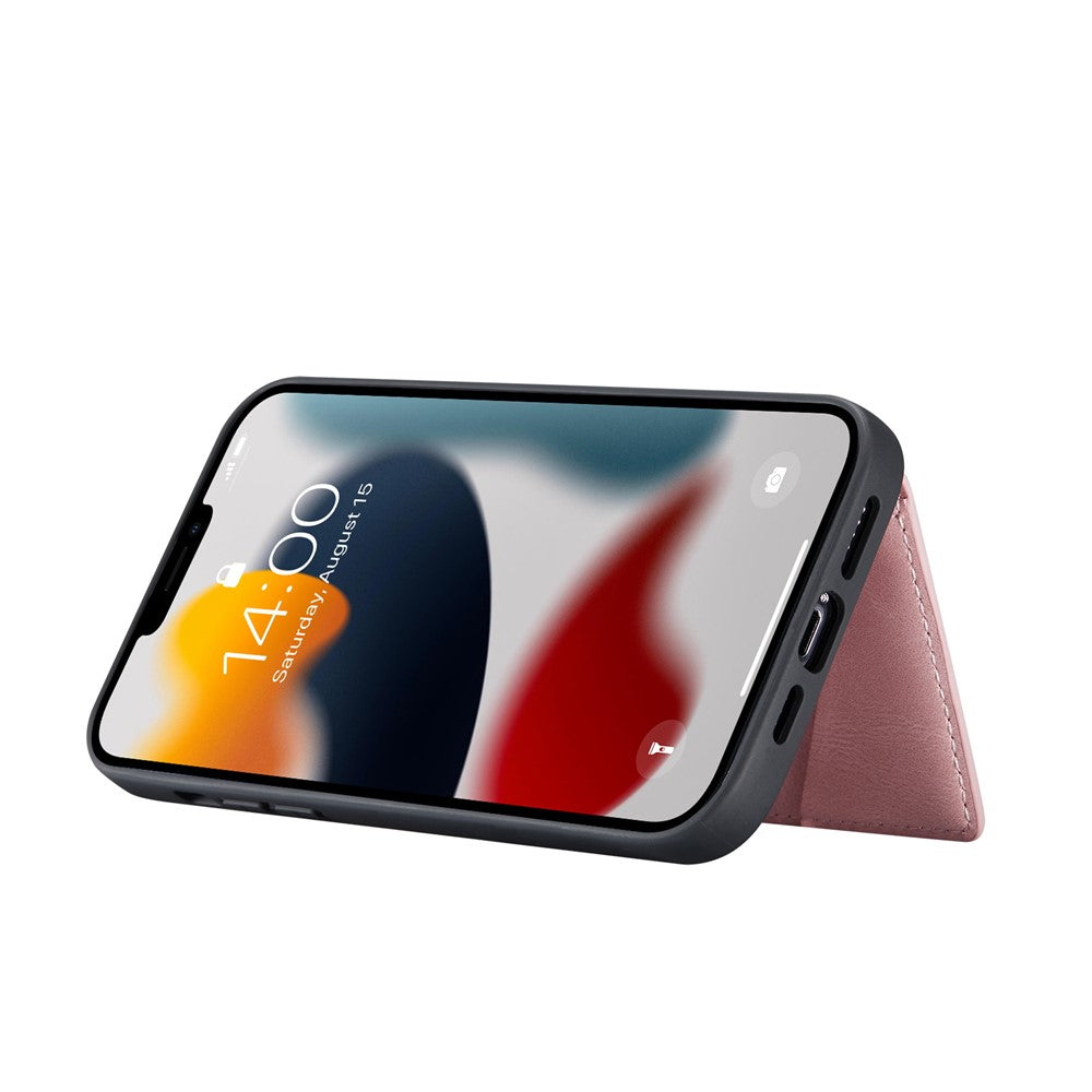 JEEHOOD Aftageligt 2-i-1 Telefoncover Standerpung Magnetisk Design Læderbelagt TPU Telefoncover til iPhone 13 6.1 tommer