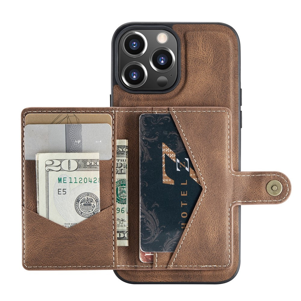 JEEHOOD Aftageligt 2-i-1 Telefoncover Standerpung Magnetisk Design Læderbelagt TPU Telefoncover til iPhone 13 6.1 tommer