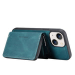 JEEHOOD Støttebensdesign Velbeskyttet Magnetisk Aftageligt 2-i-1 Hybridcover med Lynlåslomme til iPhone 13 mini 5,4 tommer