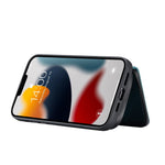 JEEHOOD Støttebensdesign Velbeskyttet Magnetisk Aftageligt 2-i-1 Hybridcover med Lynlåslomme til iPhone 13 mini 5,4 tommer