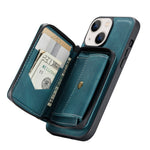 JEEHOOD Støttebensdesign Velbeskyttet Magnetisk Aftageligt 2-i-1 Hybridcover med Lynlåslomme til iPhone 13 mini 5,4 tommer