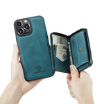 JEEHOOD Støttebensdesign Velbeskyttet Magnetisk Aftageligt 2-i-1 Hybridcover med Lynlåslomme til iPhone 13 mini 5,4 tommer
