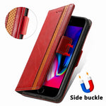 For iPhone SE (2022) / SE (2020) / 8 / 7 / 6 Phone Cases CASENEO PU Leather Cover Stand with RFID Blocking Wallet