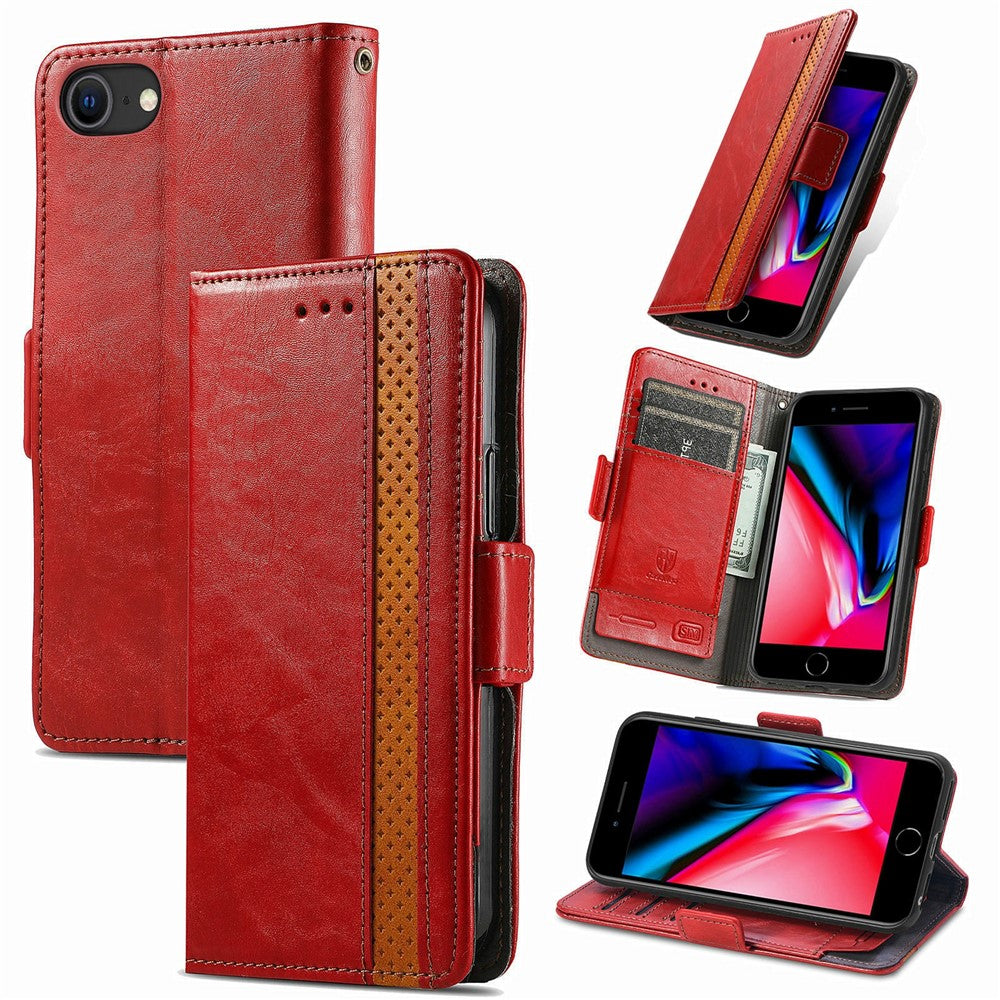 For iPhone SE (2022) / SE (2020) / 8 / 7 / 6 Phone Cases CASENEO PU Leather Cover Stand with RFID Blocking Wallet