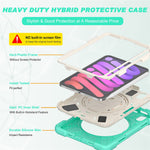 PC + Silicone Hybrid Case Cover Shell with Hand Band 360° Swiveling Kickstand for iPad mini (2024) / mini (2021)