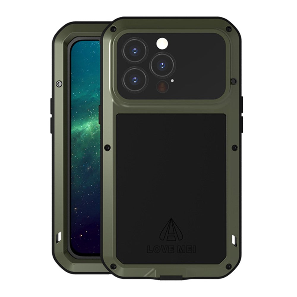 LOVE MEI Multi-Protection Shockproof Dropproof Dustproof Phone Protective Case with Tempered Glass Film for iPhone 13 Pro 6.1 inch